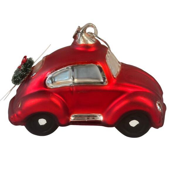 Dept 56 Handblown Mercury Glass Jumbo Christmas 'VW Beetle Wreath' Ornament-NWT - Picture 1 of 6